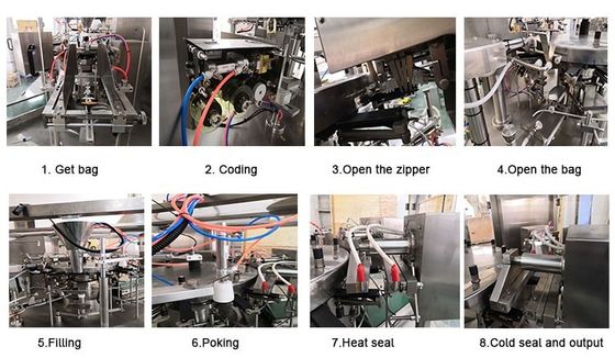 Fully Automatic Zipper Bag Rotary Packing Machine PLC Control For Oatmeal