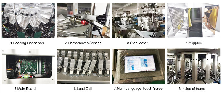 Automatic 10 Head Sheet Food Weighing and Packing Machine Multihead Combination Weigher
